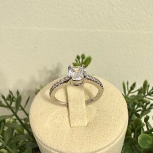 Stunning Silver Stainless Steel over brass Cubic Zirconia Size 6 Women’s Ring